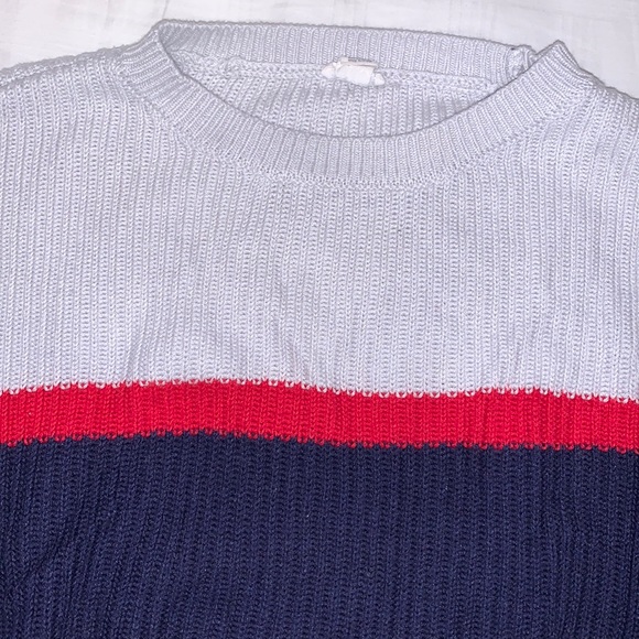 Cropped tri-color knit sweater - Picture 2 of 3